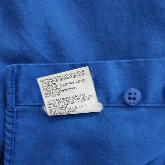 London Fog Mens Long Sleeve Dress Shirt Solid Blue Size16 Pocket Point Collar - Picture 7 of 10